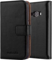 Cadorabo Hoesje voor Samsung Galaxy J1 2016 in ZWART GRAFIET - Beschermhoes met magnetische sluiting, standfunctie en kaartvakje Book Case Cover Etui