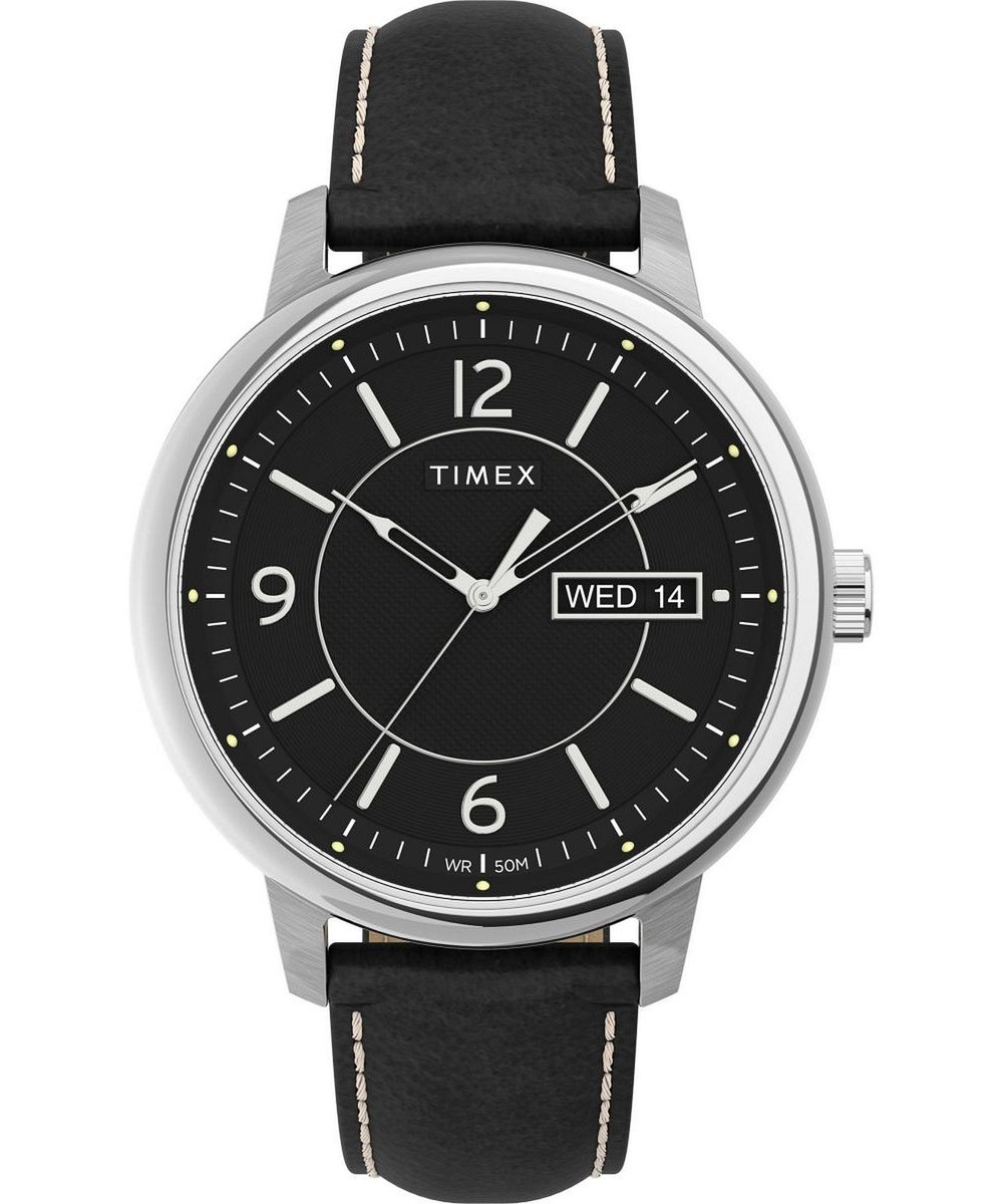 Timex Chicago TW2V29200 Horloge - Leer - Zwart - Ø 44 mm