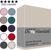 Droomtextiel Zacht Katoenen Hoeslaken Zand 90x200 cm - Hoge Hoek - Perfecte Pasvorm - Heerlijk Zacht