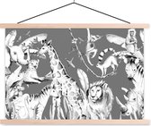 Porte-affiche avec affiche - Affiche scolaire - Aquarelle - Jungle - Animaux - Garçons - Blauw - Enfants - 120x80 cm - Lattes vierges