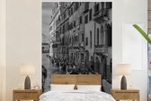 Behang - Fotobehang Gondels in Venetie -zwart-wit - Breedte 225 cm x hoogte 350 cm