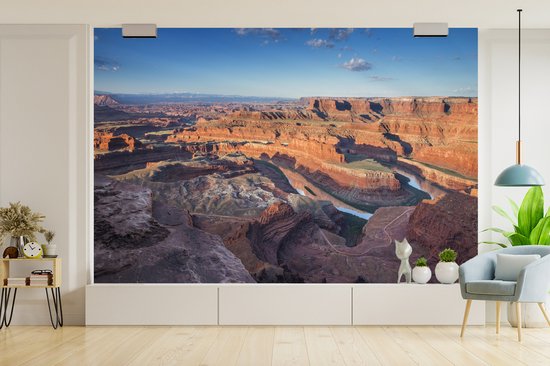 Papier peint vinyle - Ciel bleu vif sur le Grand Canyon et le fleuve Colorado dans l'Utah largeur 330 cm x hauteur 220 cm - Tirage photo sur papier peint (disponible en 7 tailles)