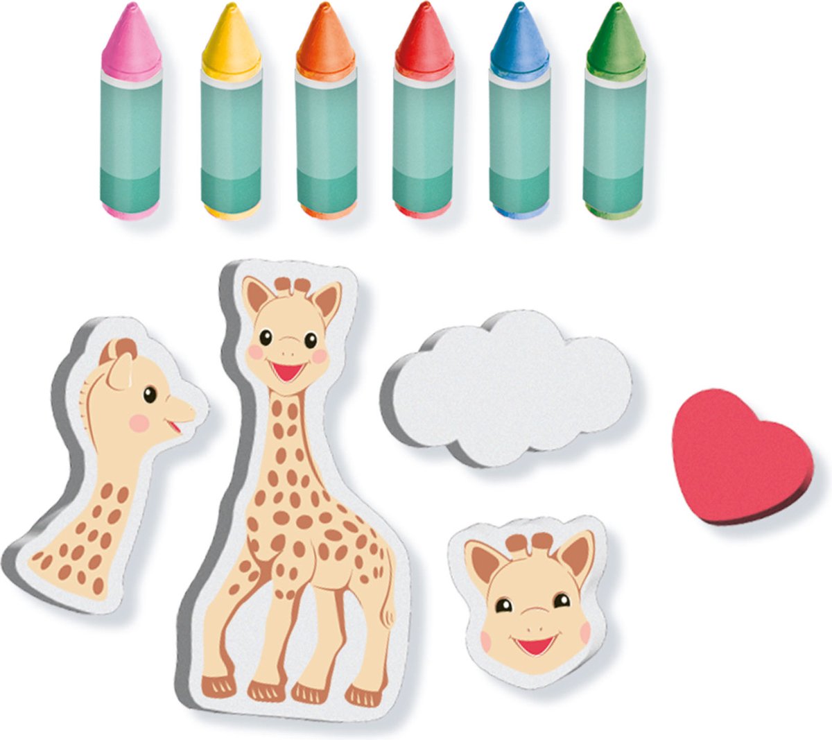 SES Creative - Sophie la girafe – Badkrijtjes met vormen - eindeloos speelplezier in bad - kleurrijke krijtjes – foam figuren – badspeelgoed – vanaf 24 maanden — afbeelding 4