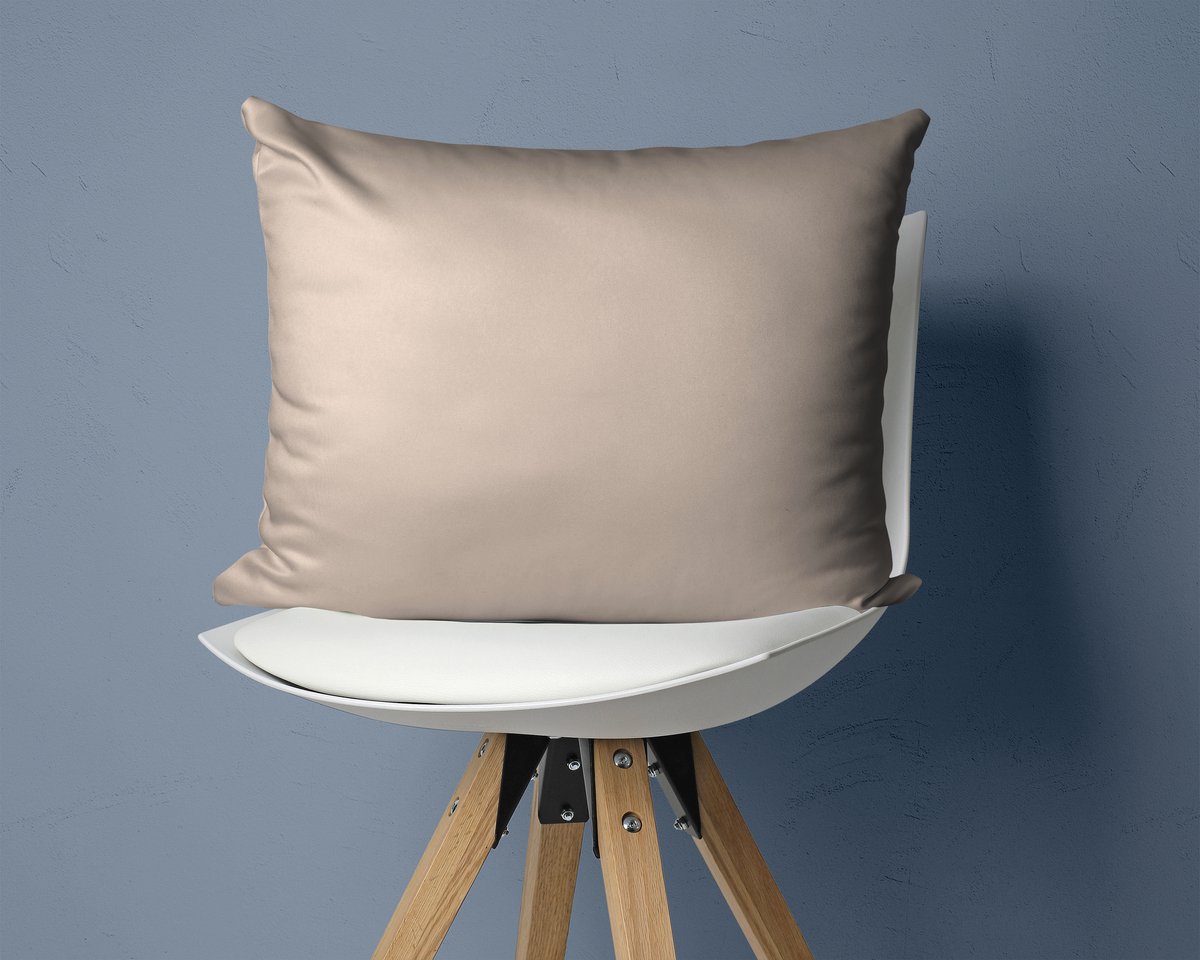 Droomtextiel Kussenslopen Katoen Satijnen Zand 60 x 70 cm - Set van 2 - Anti allergeen - Huidverzorging - Haarverzorging - Hoogwaardige Kwaliteit - Super Zacht
