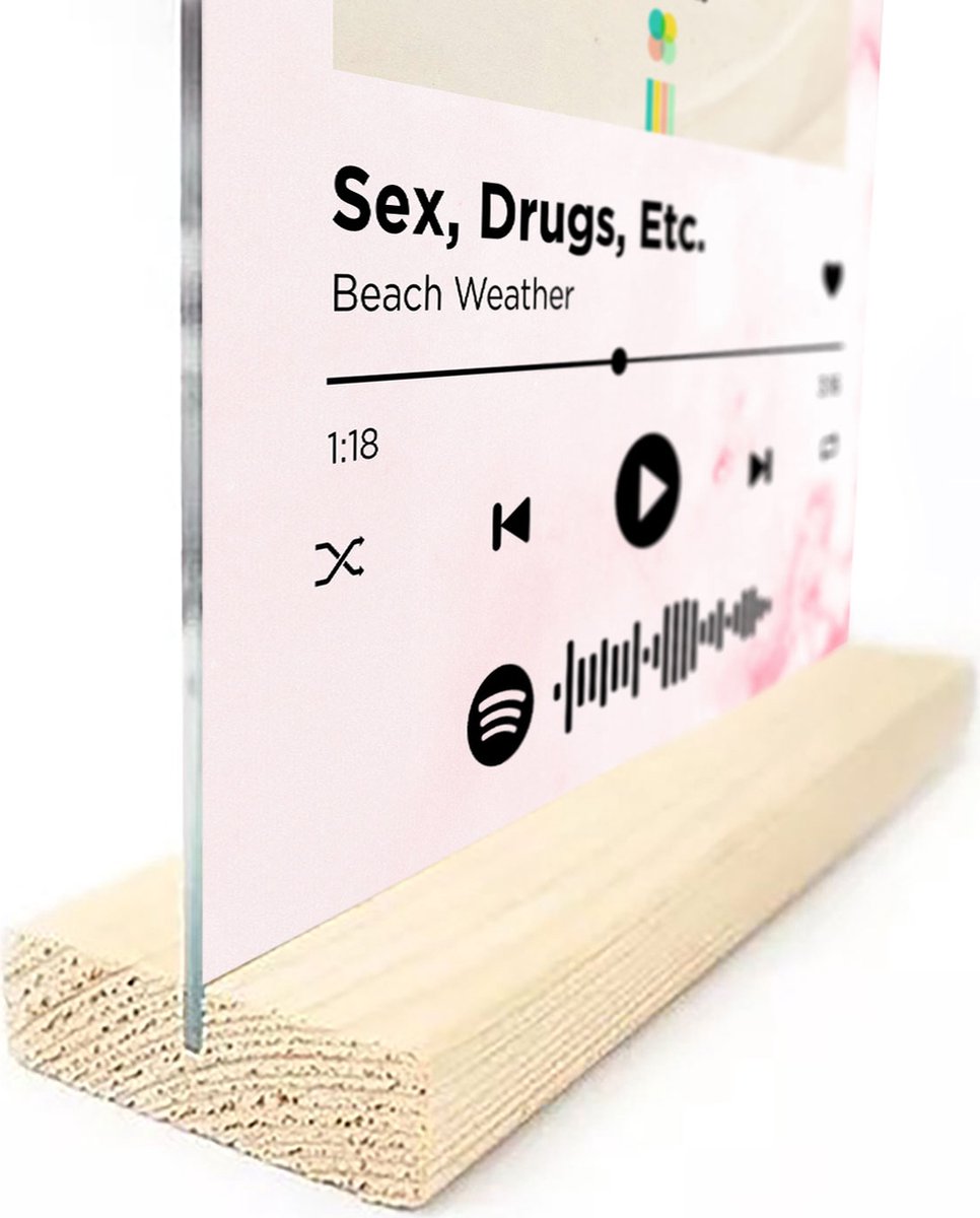 Songr Spotify Muziek Bordje - Sex, Drugs, Etc. - Beach Weather - 20x30 -  Roze - Dibond... | bol