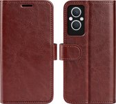 Oppo Reno 8 Lite Hoesje - MobyDefend Wallet Book Case (Sluiting Achterkant) - Bruin - GSM Hoesje - Telefoonhoesje Geschikt Voor Oppo Reno 8 Lite