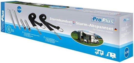 Pro Plus Stormbandset voor Omnistor Luifels - 2 x Spanbanden 300 cm - 6 Delig - Pro Plus