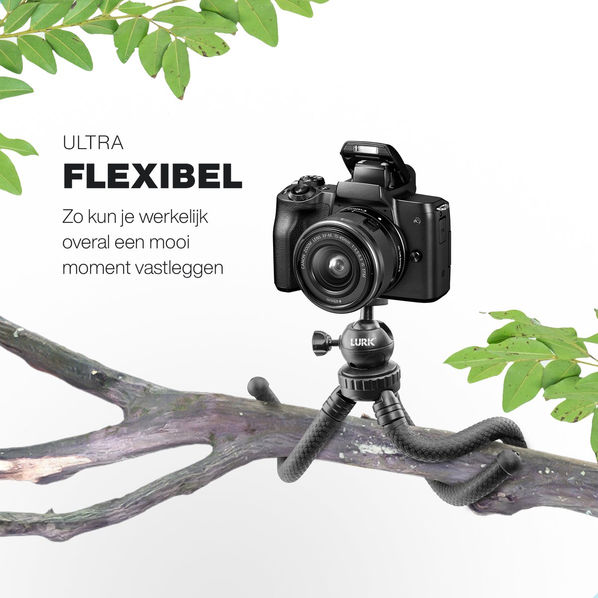 LURK® 3 in 1 Flexibele Octopus Tripod statief voor smartphone & (actie)camera - Incl. telefoonklem en bluetooth afstandsbediening  - 25 cm thumbnail 4