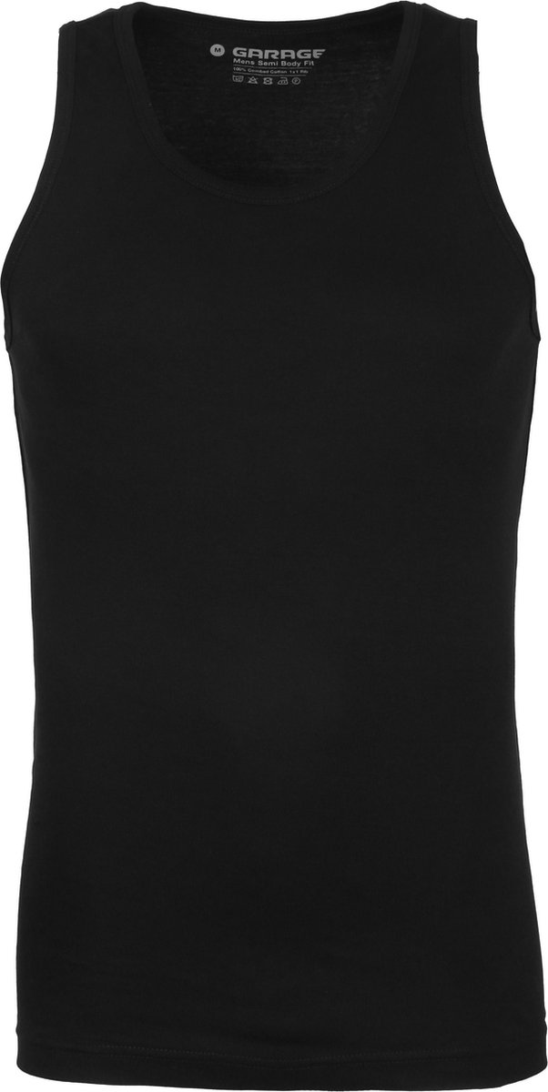 Garage 401 - Singlet Semi Bodyfit ronde hals zwart S 100% katoen 1x1 rib