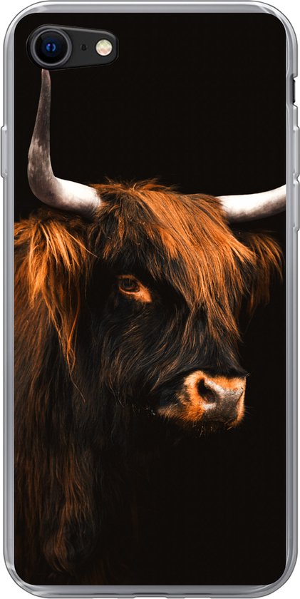 Telefoonhoesje Geschikt voor iPhone 8 hoesje - Schotse hooglander - Vacht - Koe - Siliconen Telefoonhoesje