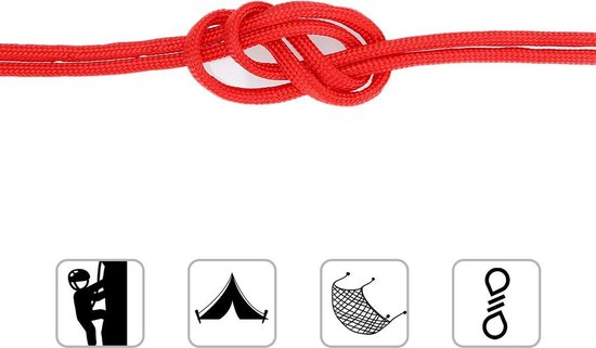 Corde outdoor en nylon Intirilife 31m en ROUGE - corde de jardin de 31 mètres de long et 4mm d'épaisseur