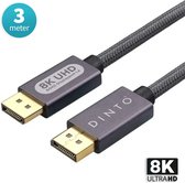 Câble DINTO® Displayport 1.4 - 8K Ultra HD 60HZ - 4K Ultra HD 144 Hz - 32.4GBPS - 3 mètres - DP 1.4 - Remise Black Friday 2021