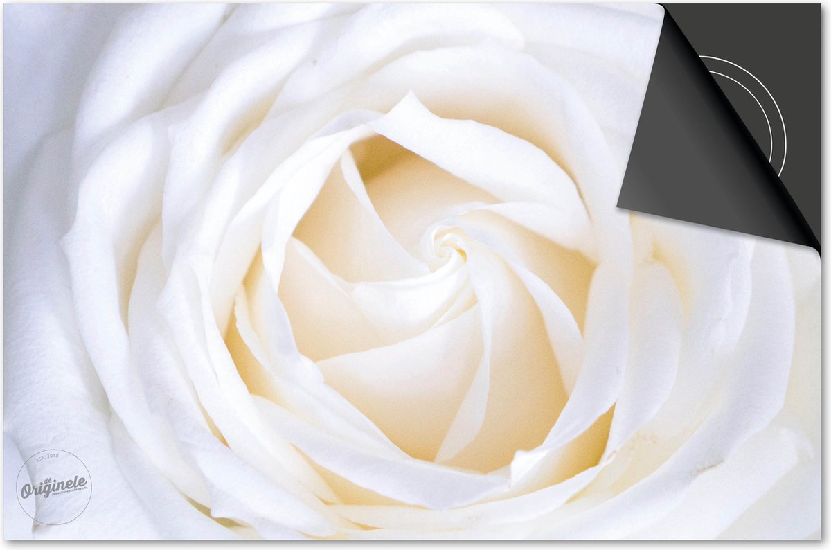 Inductie beschermer 76x51,5 - afdekplaat inductie mat - Dietrix Kookplaat beschermer - DELUXE - Bloemen en Planten - Witte Roos