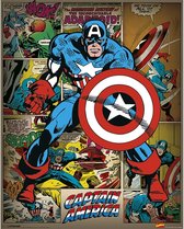Marvel Comics Affiche rétro Captain America 40x50cm