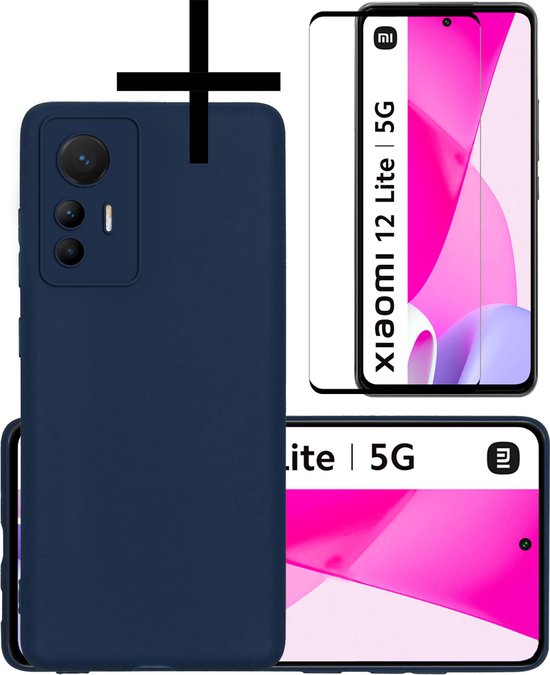 Coque Xiaomi 12 Lite Coque Arrière Coque En Siliconen Avec Protecteur D'écran - Blauw Foncé