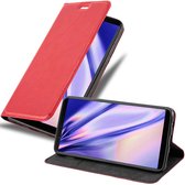 Cadorabo Hoesje geschikt voor OnePlus 5T in APPEL ROOD - Beschermhoes met magnetische sluiting, standfunctie en kaartvakje Book Case Cover Etui
