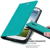 Cadorabo Hoesje voor Samsung Galaxy S4 in BENZINE TURKOOIS - Beschermhoes met magnetische sluiting, standfunctie en kaartvakje Book Case Cover Etui