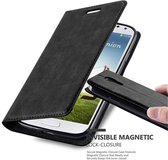 Cadorabo Hoesje voor Samsung Galaxy S4 in ZWARTE NACHT - Beschermhoes met magnetische sluiting, standfunctie en kaartvakje Book Case Cover Etui