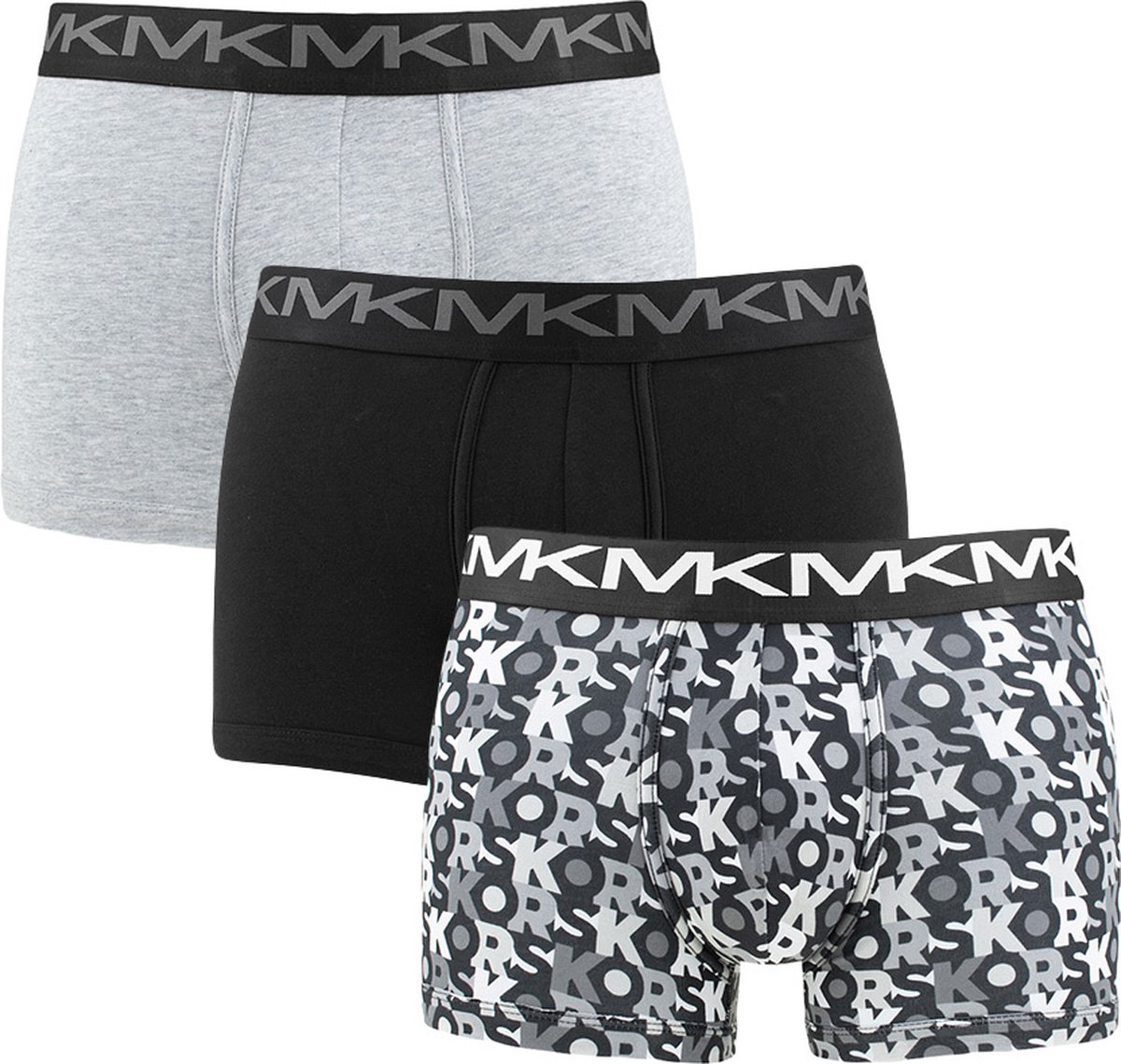 Michael Kors lage heren boxers kort (3-pack) - zwart - print - grijs - Maat: M