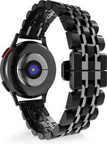 Strap-it Smartwatch bandje 22mm - Luxe duo stalen schakel horlogeband geschikt voor Huawei Watch GT 2 46mm / GT 3 46mm / GT 3 Pro 46mm / Watch 3 (Pro) / GT 2 Pro - Polar Vantage M / M2 / Grit X - Xiaomi Mi Watch - Xiaomi Watch S1 - zwart/zilver