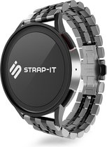 Strap-it Smartwatch bandje 22mm - Luxe duo stalen schakel horlogeband geschikt voor Samsung Galaxy Watch 3 45mm / Galaxy Watch 1 46mm / Gear S3 Classic & Frontier - Amazfit GTR 47mm / GTR 2 / 3 / 4 - Fossil Gen 5 / 5e 44mm / 6 44mm - zilver/zwart