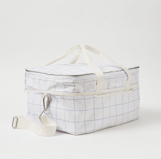 Sunnylife - Picnic Koeltas Canvas Isolerend 30 liter Check Coconut - Katoen - Wit van Sunnylife — afbeelding 2