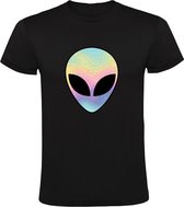 Alien Kleurrijk Hoofd Heren T-shirt - buitenaards wezen - planeet - ruimtevaart - ufo - mars - astronaut - heelal - cadeau