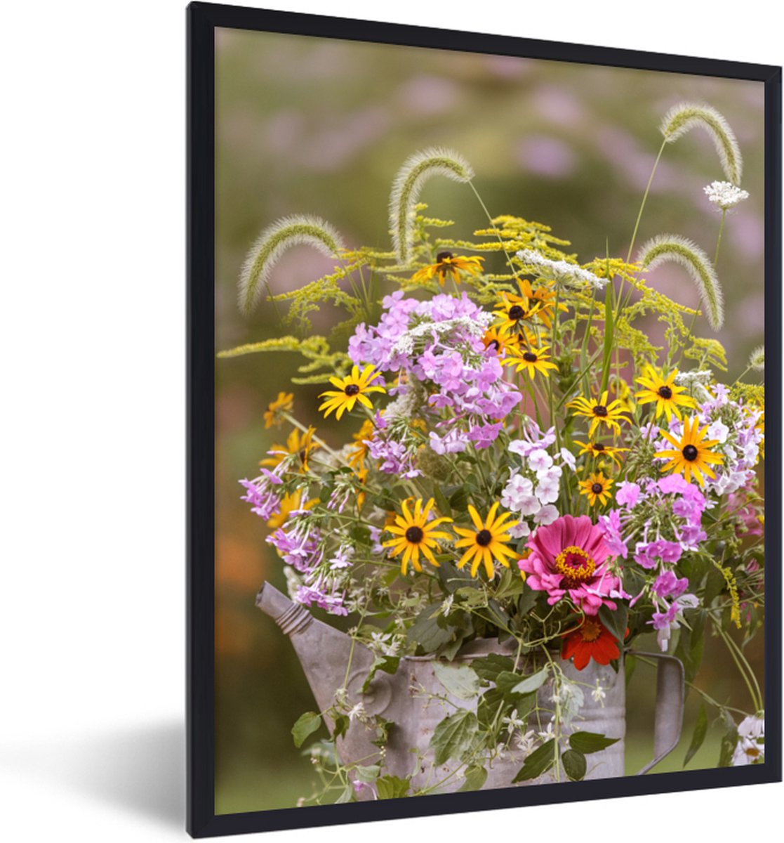 Poster in lijst - Fotolijst 60x80 cm - Posters - Bloemen - Gieter - Kleur - Posterlijst zw