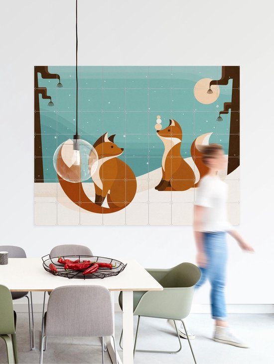 IXXI Vosjes, Elke Uijtewaal - 100 x 80 cm - Outil d'accrochage gratuit - Grande décoration murale et affiches - Illustrations, Digital Art, Ludique, Coloré