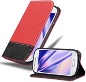 Cadorabo Hoesje geschikt voor Samsung Galaxy S3 MINI in ROOD ZWART - Beschermhoes met magnetische sluiting, standfunctie en kaartvakje Book Case Cover Etui
