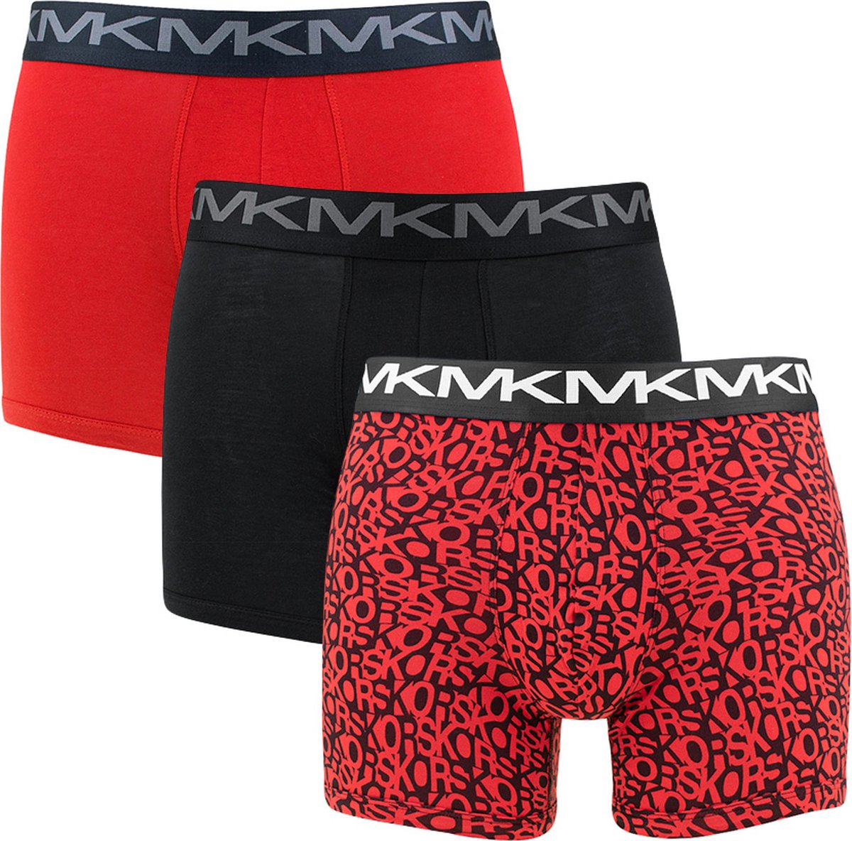 Michael Kors 3P boxers all over logo rood & zwart - M