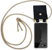 Cadorabo Hoesje geschikt voor Google PIXEL 3A in GLANZEND BRUIN - Silicone Mobiele telefoon ketting beschermhoes met gouden ringen, koordriem en afneembare etui
