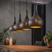 Hanglamp Judd - 4-lamps - Zwart / Bruin