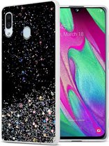 Cadorabo Hoesje geschikt voor Samsung Galaxy A40 in Zwart met Glitter - Beschermhoes van flexibel TPU silicone met fonkelende glitters Case Cover Etui