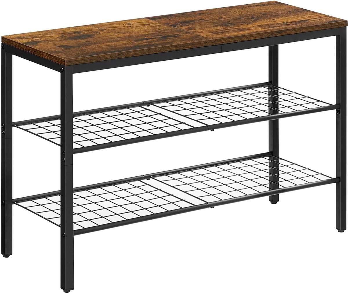 Nancy's Millcreek Schoenenrek - Schoenen Organizer - 2/3/5 Planken - 6/9/14 Paar Schoenen - Bruin - Zwart - Bewerkt Hout - Metaal - 80 x 30 x 55/72/107 cm