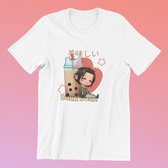 Boba Boba Kawaii Wit T-Shirt - Anime chibi shirt - asian food shirt - Bubbletea shirt - Maat XL