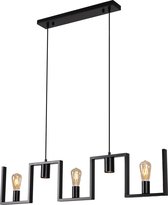Ylumen - Hanglamp Row 5 lichts - L 112 cm – Zwarte hanglamp - 3x E27 fitting en 2x GU10 – Goed gericht licht op tafel – Hanglamp boven eettafel - Sfeer in de woonkamer – Zwart