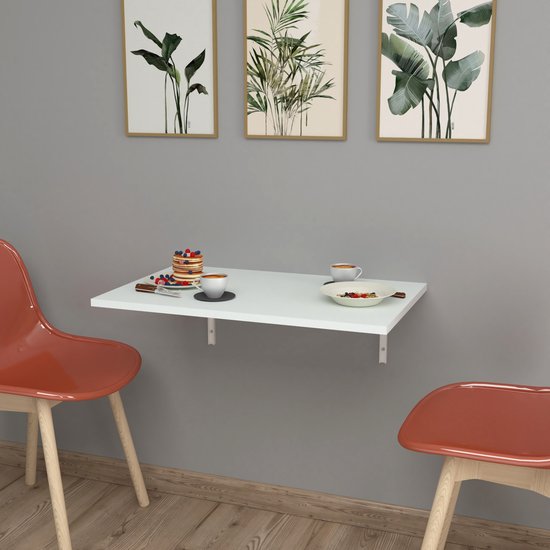 Table pliante Klepp pour montage mural 72x45x1,8 cm blanc