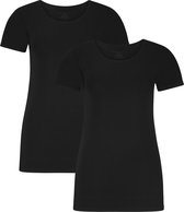 Comfortabel & Zijdezacht Bamboo Basics Kate - Bamboe T-shirts (Multipack 2 stuks) Dames - Korte Mouwen - Long Fit - Zwart - S