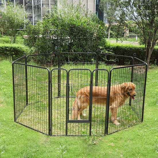 Parc enclos cage pour chiens chiots animaux de compagnie 163 x 163 noir