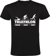 Triathlon Heren T-shirt | combinatieduursport | sport | gecombineerde sporten | krachtsport | duursport | harlopen | wielrennen | zwemmen | Zwart