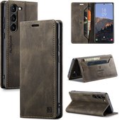 CaseMe - Telefoonhoesje geschikt voor Samsung Galaxy S23 - Back Cover - Wallet Book Case - Donker Bruin