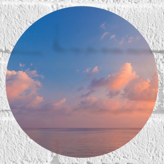 Muursticker Cirkel - Zonsondergang op Zee met Zachte Pastelkleuren - 20x20 cm Foto op Muursticker