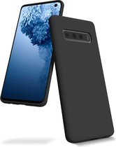 Hoesje Geschikt Voor Samsung Galaxy S10 Plus Hoesje - Fluweelzachte Microvezel Siliconen Back Cover – Zwart