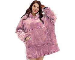 Hoodie Deken - Licht Roze - Fleece Deken Met Mouwen - extra groot 1400g - Hoodie - Oversized Blanket - Dames & Mannen - Hoodie Blanket - Voor Kinderen, Dames & Mannen