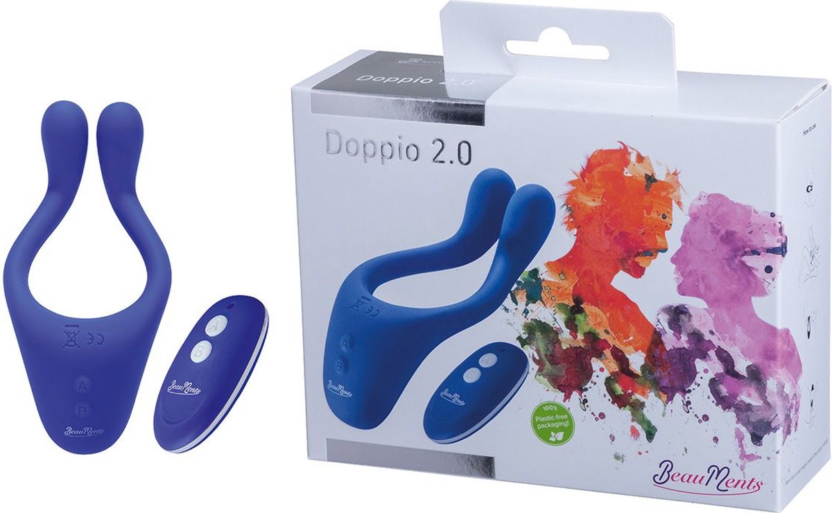 Goedkoopste BeauMents Doppio 2.0 Vibrator voor koppels - Blauw - 13 cm