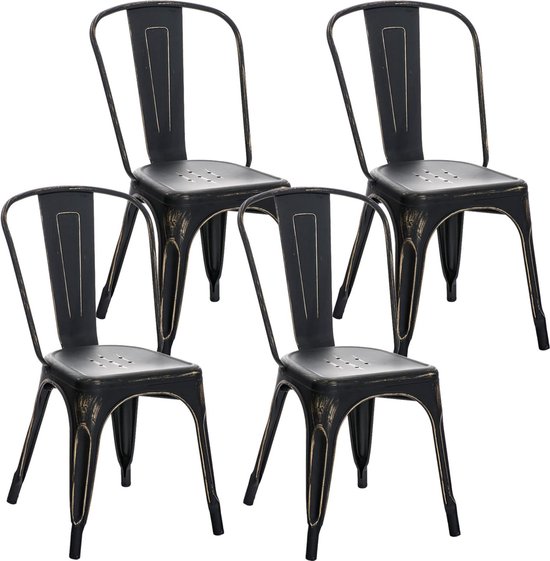 CLP Benedikt Set van 4 stoelen zwart/goud