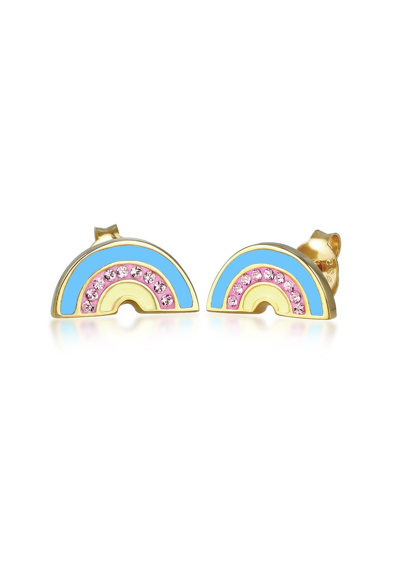 Elli - Oorbellen - Kinderen Regenboog Stud Oorbellen met kristallen in 925 Sterling Zilver verguld - Dames