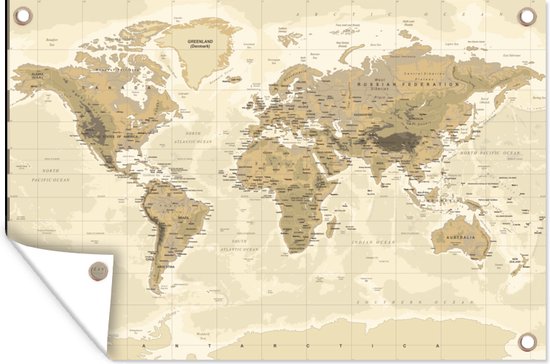 Décoration murale Carte - Monde - Vintage - 180x120 cm - Affiche jardin