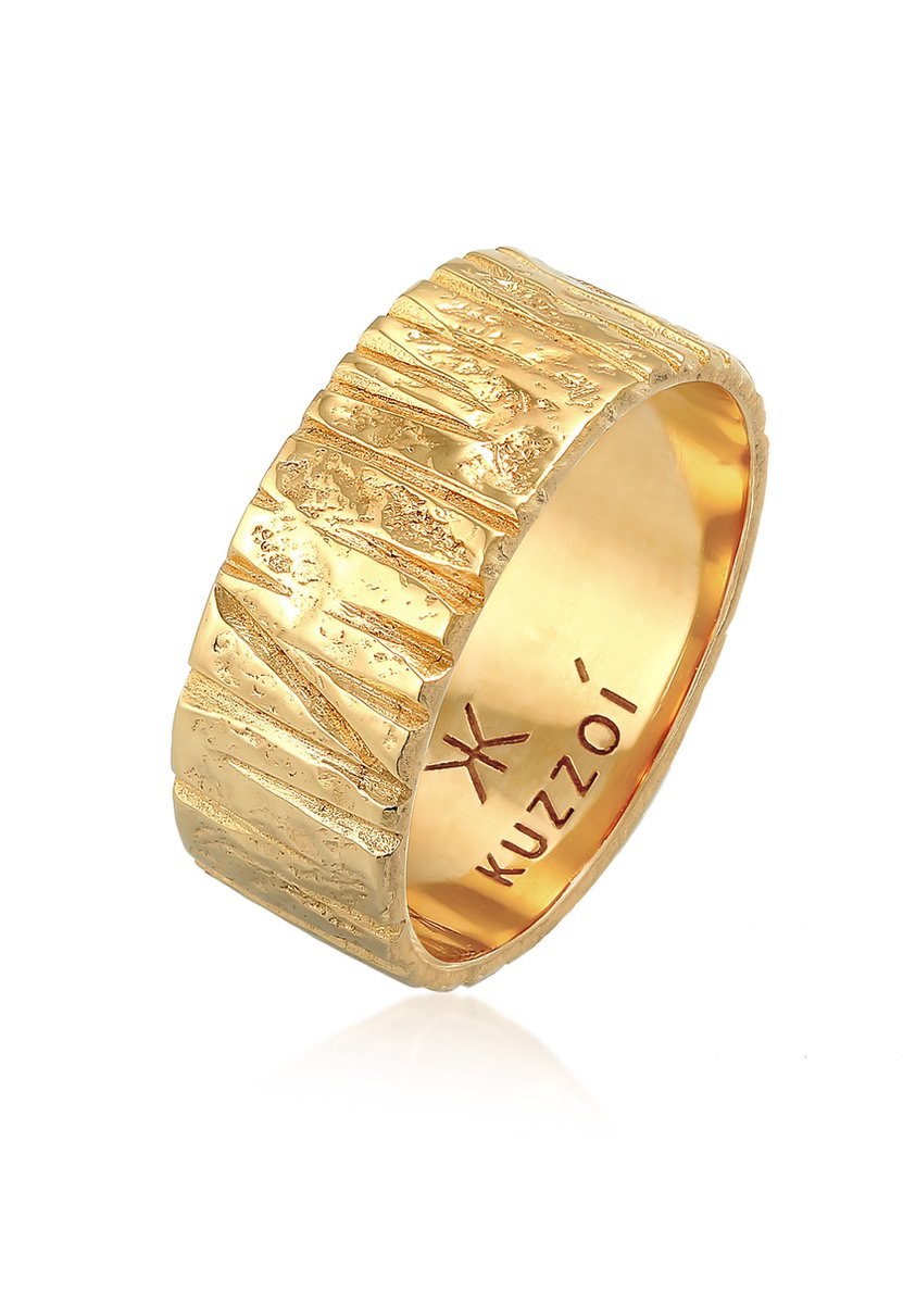 KUZZOI - Ring - Heren Ring Structuur Hammered Organische Look Trend in 925 Sterling Zilver - Heren